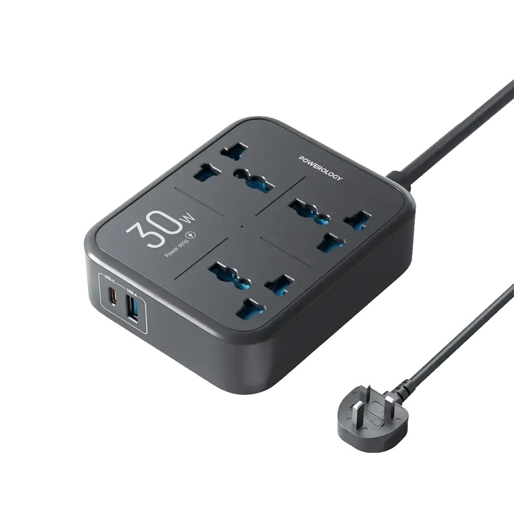 Powerology 3250W 3-Outlet Power Strip with 30W PD Fast Charging